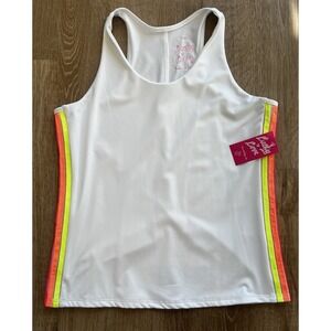 Lucky In Love Tank Top Girls L (14) White Rainbow Performance Shirt Tennis Golf